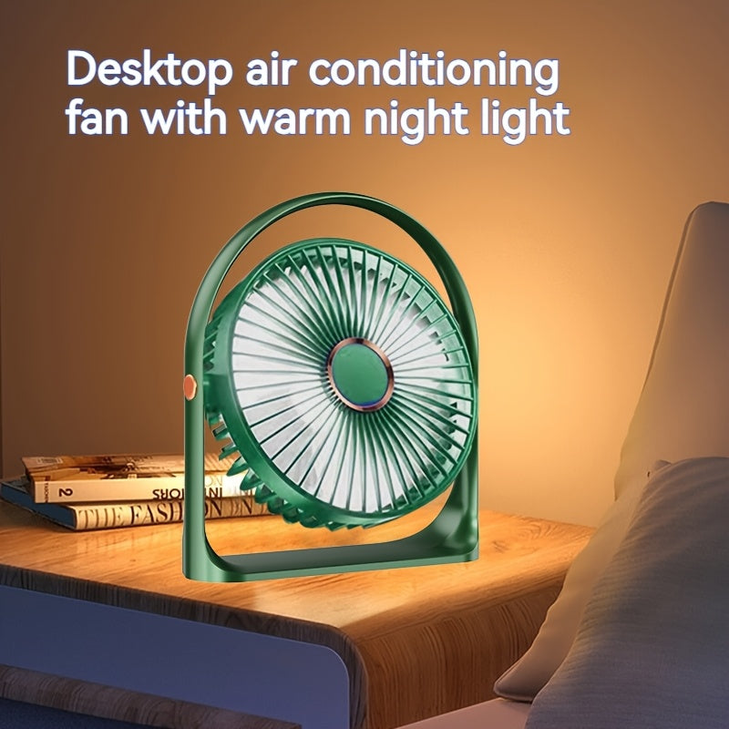 Portable USB Desk Fan with 5 Speeds, 360° Silent Operation, Rechargeable Battery