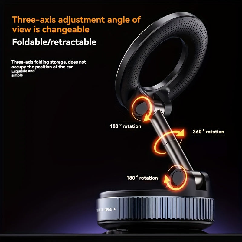 Magnit telefon uchun tutgich Alyuminiy alloy 360° buriladigan vakuum yopishqoq avtomobil paneli