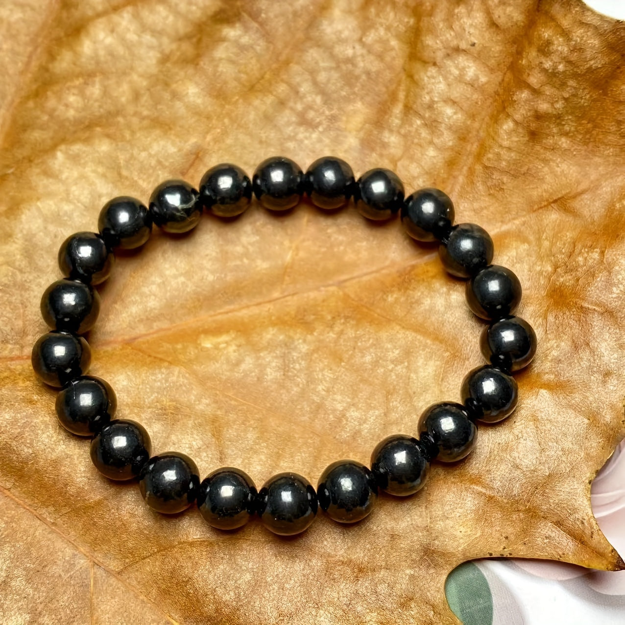 Натуральный браслет из шунгита 8 мм, кристаллическое украшение, подарок для мужчин и женщин