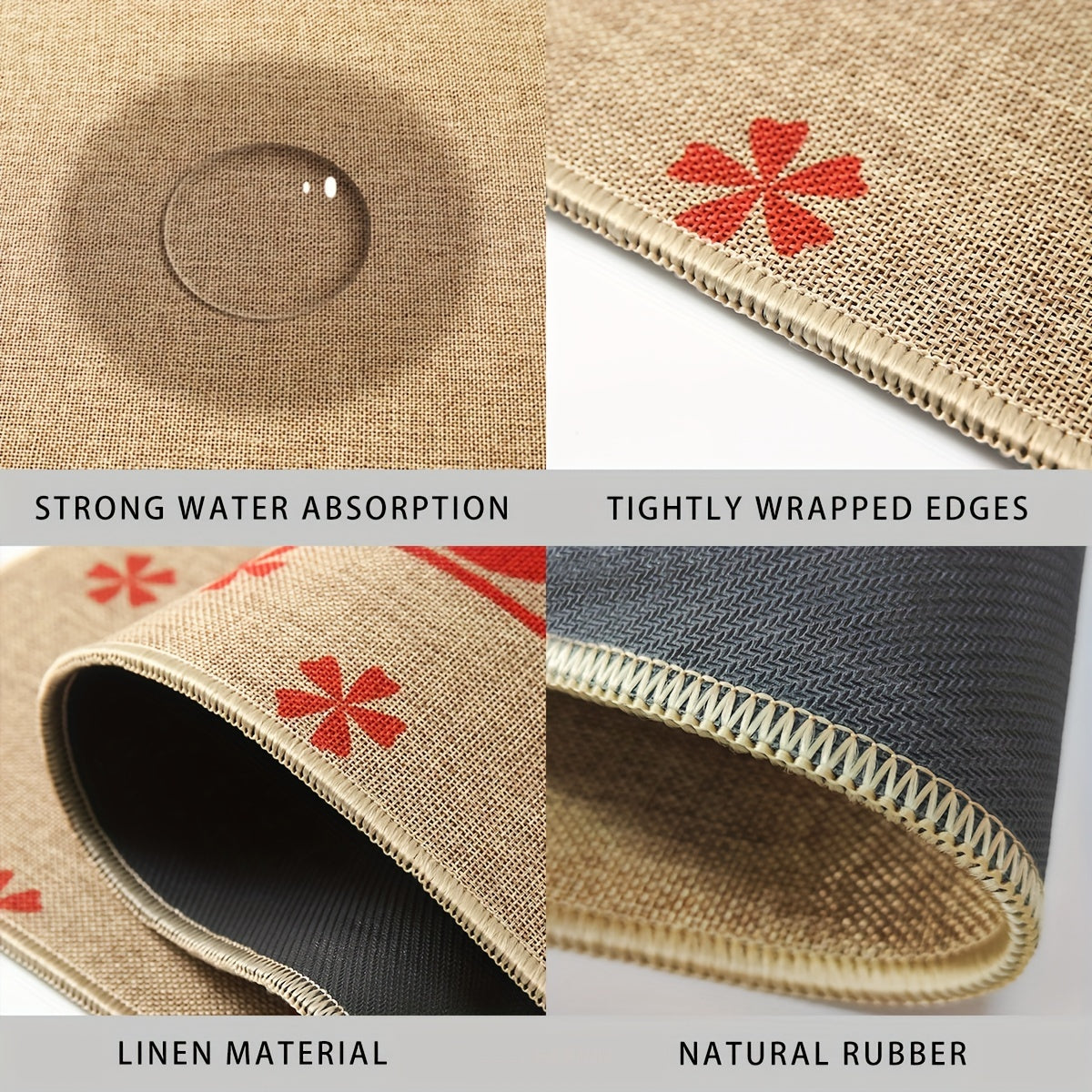 Linen Door Mat Non-Slip Stain-Resistant Machine Washable Rug for Living Room and Bedroom Entrances