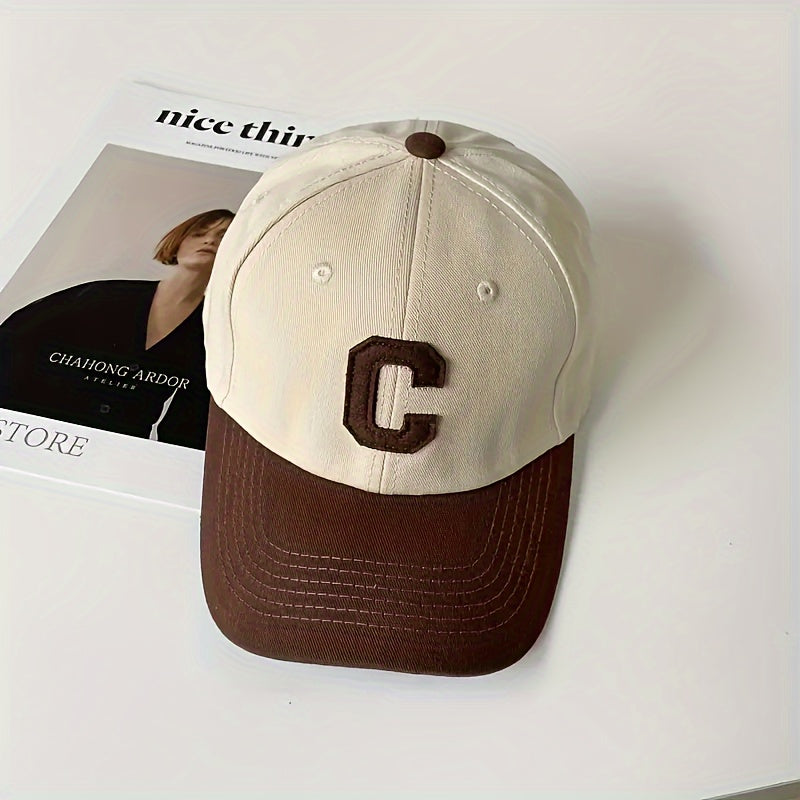 Gorra de béisbol de punto de algodón con letra C bordada, hebilla ajustable, ligera, unisex, para exteriores, estilo casual