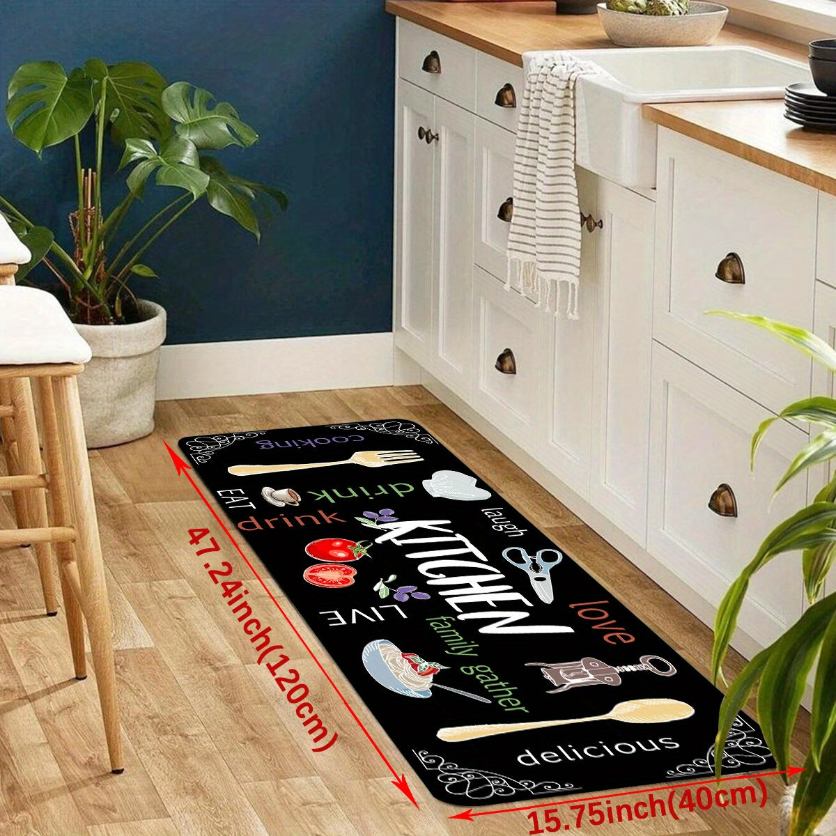 Stain Resistant Memory Foam Kitchen Rug Waterproof Absorbent Non-Slip