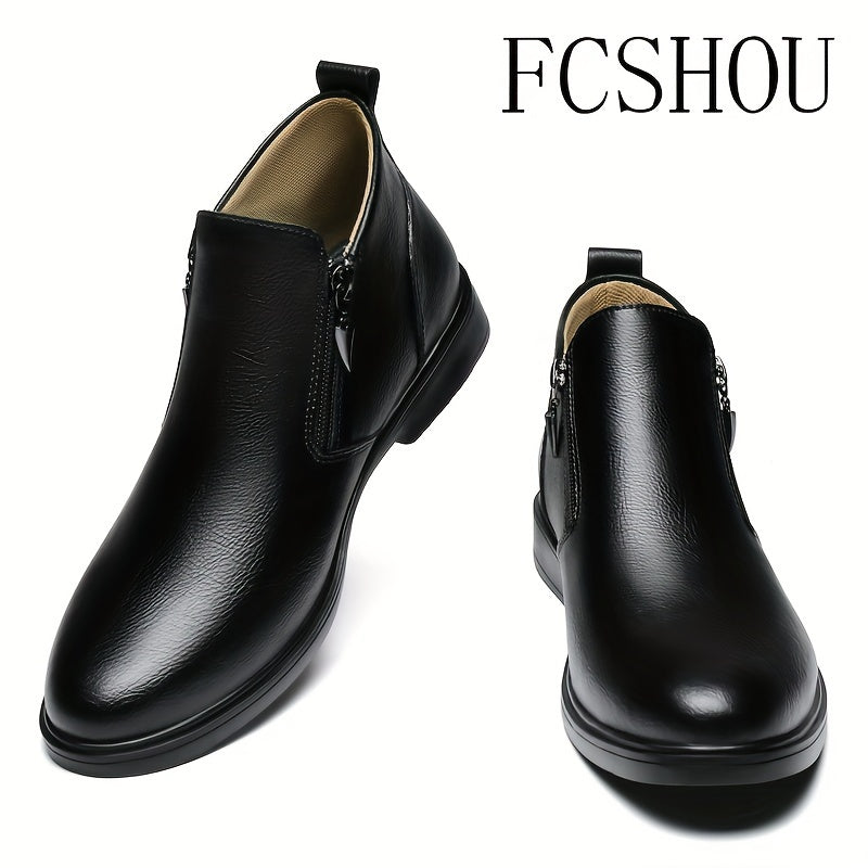 Мужские ботинки Chelsea на щиколотке из кожи с молнией, повседневные, противоскользящие, с квадратным носком