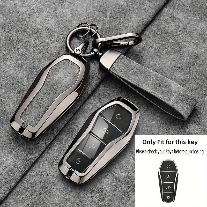 Car Key Cover Zinc Alloy Durable Wear-Resistant Drop-Proof Keychain Accessory