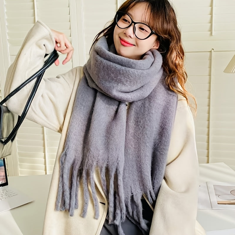 Women's Dog Tail Scarf Winter Soft Polyester Solid Color Autumn Fashion