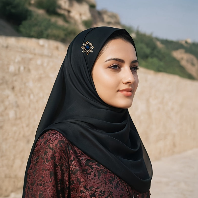Vintage Alloy and Glass Headscarf Pin with Irregular Shape and Luxurious Style