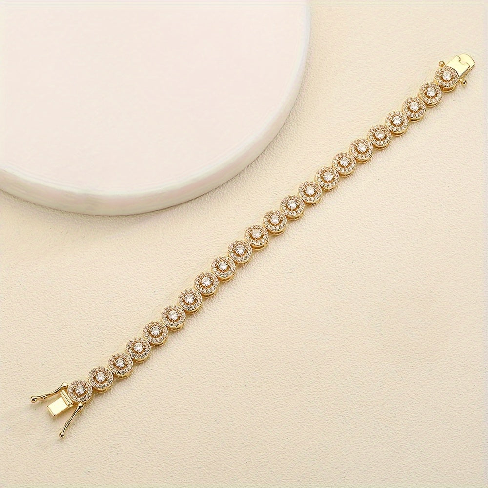 Women's Tennis Bracelet with Zirconia, Copper, Elegant Jewelry for Casual and Formal Wear