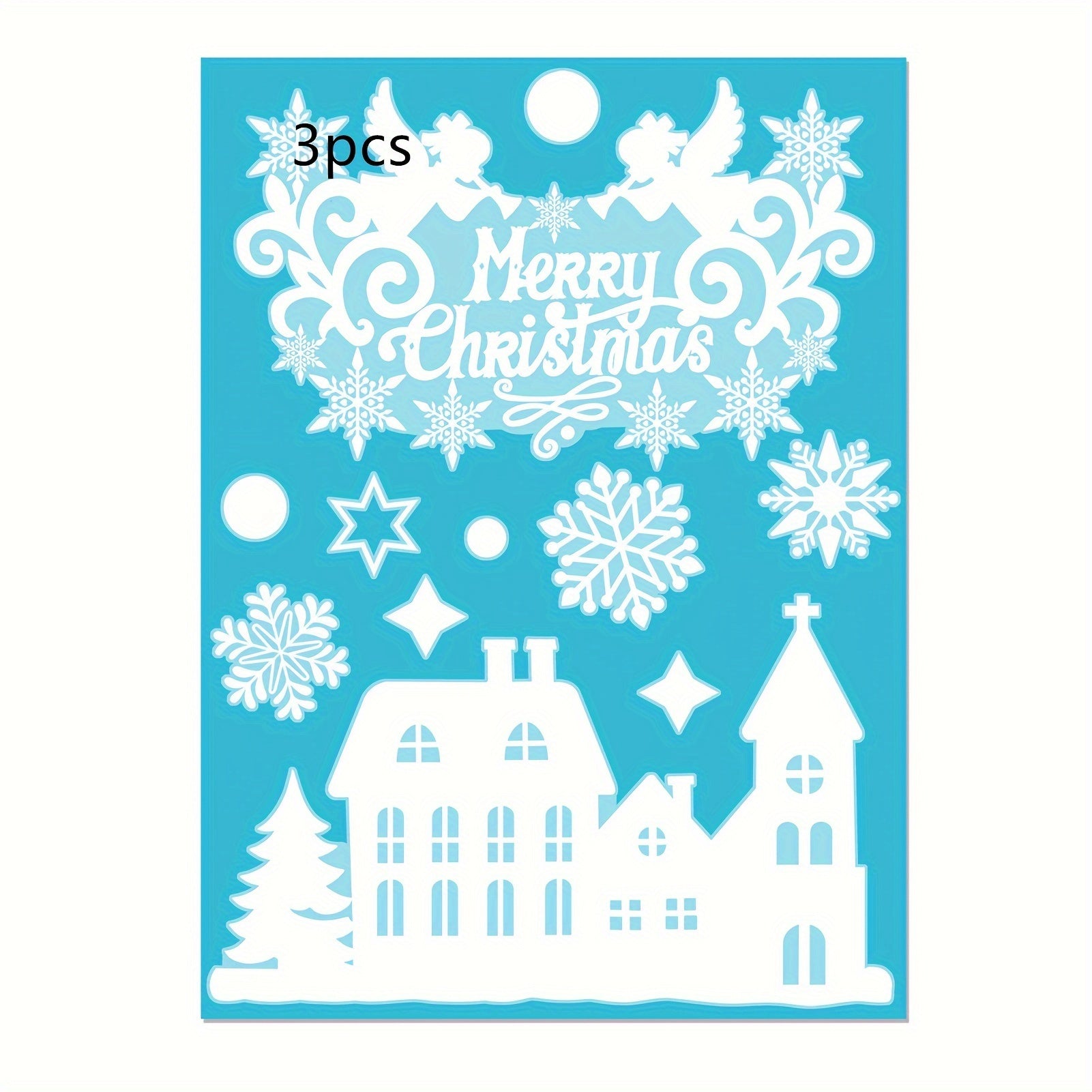 Festive Christmas Window Stickers Snowflakes Reusable Glow-in-Dark Decor