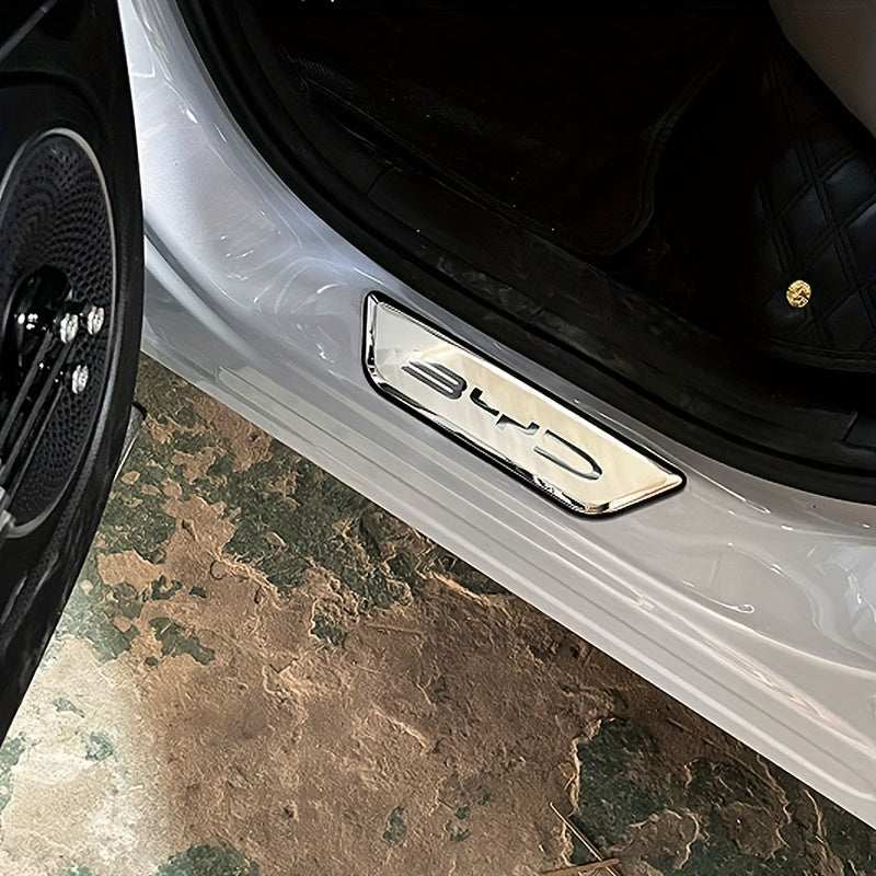 Car Exterior Door Sill Stainless Steel Welcome Pedal Anti-Scratch Carbon Fiber 4pcs