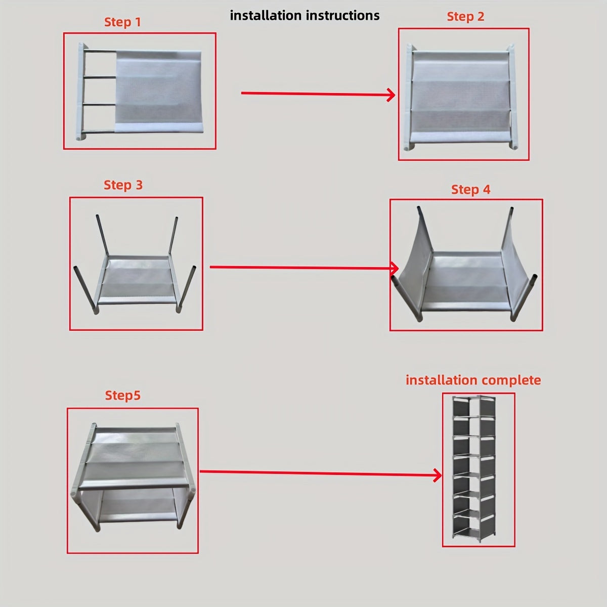 Multi-Tier Fabric Shoe Rack with Metal Frame Space-Saving Storage for Entryway Bedroom Hallway