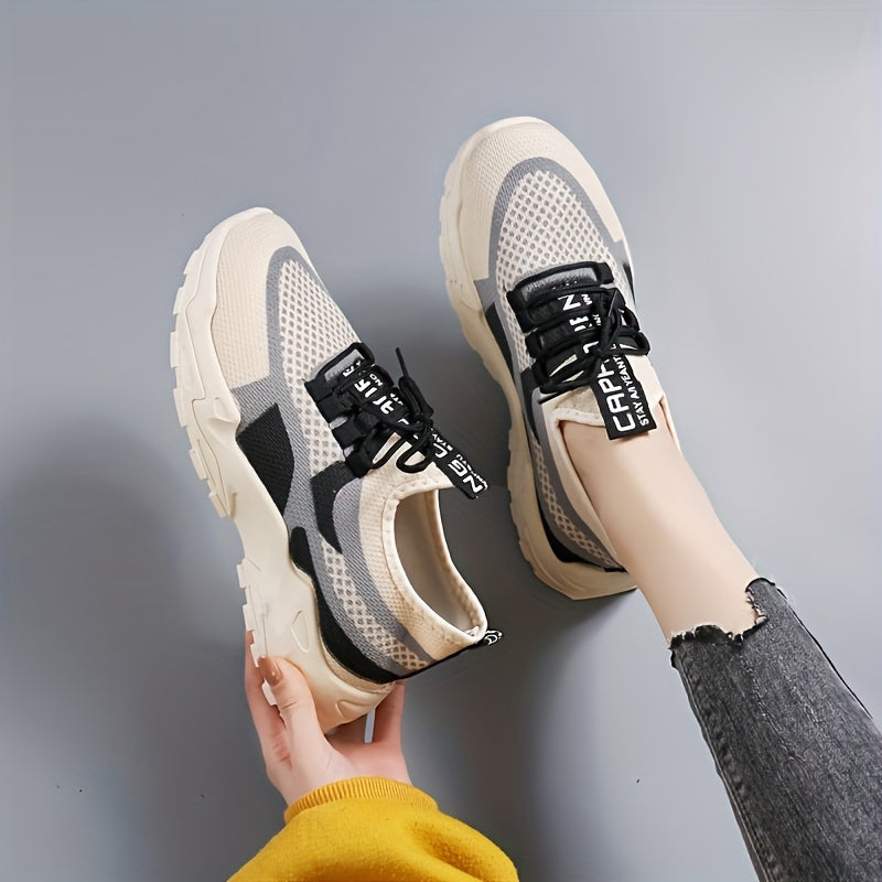 Zapatos deportivos casuales ligeros para mujer con suela gruesa para correr