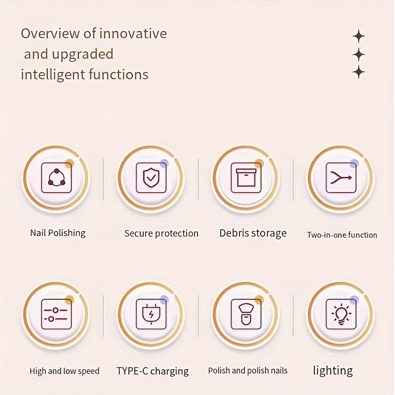 Amriver Portativ Elektron Tirnoq Qirqgich USB orqali zaryadlanadigan litiy polimer batareyasi, 3 tezlikda sozlanadigan, LED chiroq, jim ishlash, sayohat uchun qulay, avtomatik tirnoq maydalagich.