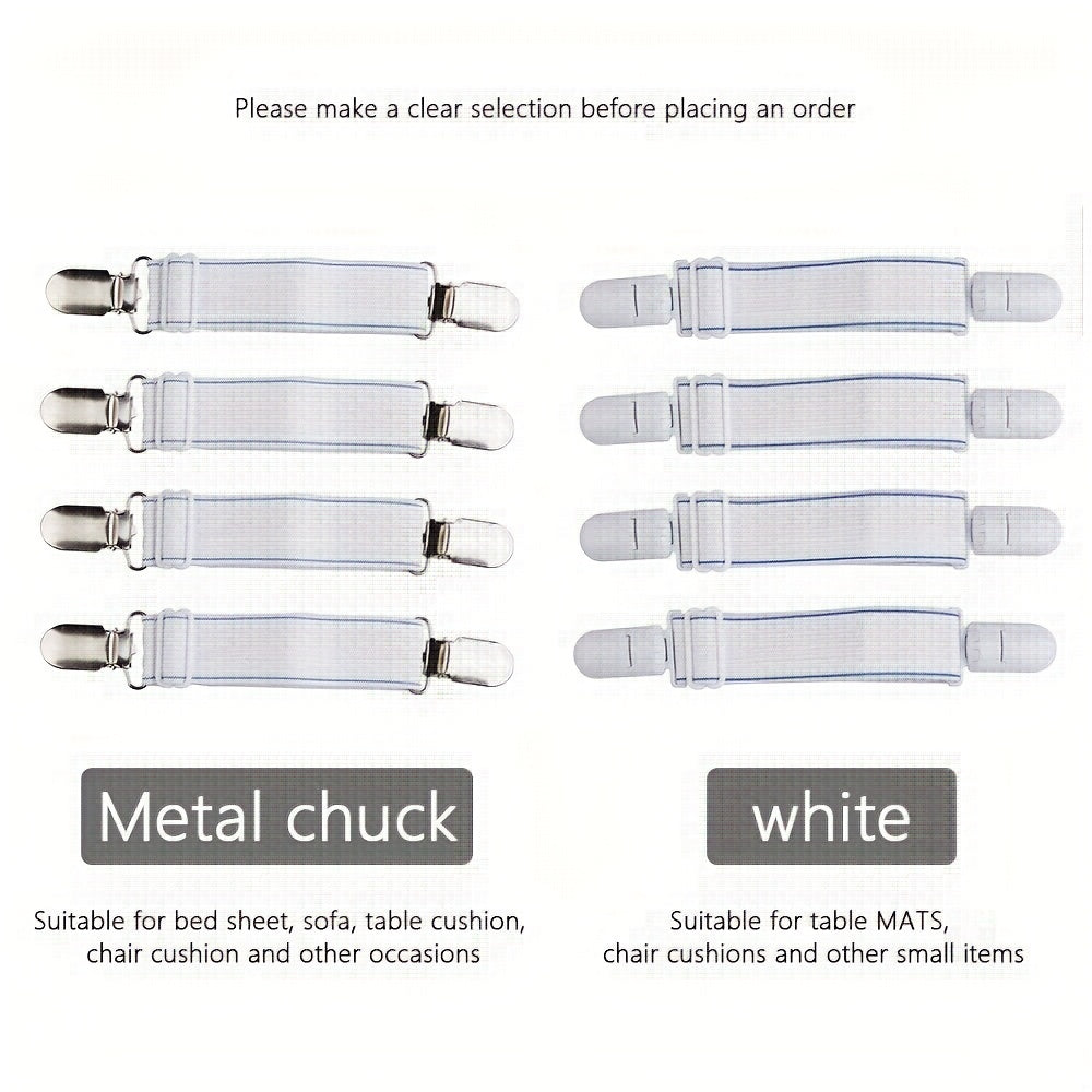 Set of 4 Non-Slip Bed Sheet Clips Adjustable Mattress Corner Holders Household Fasteners