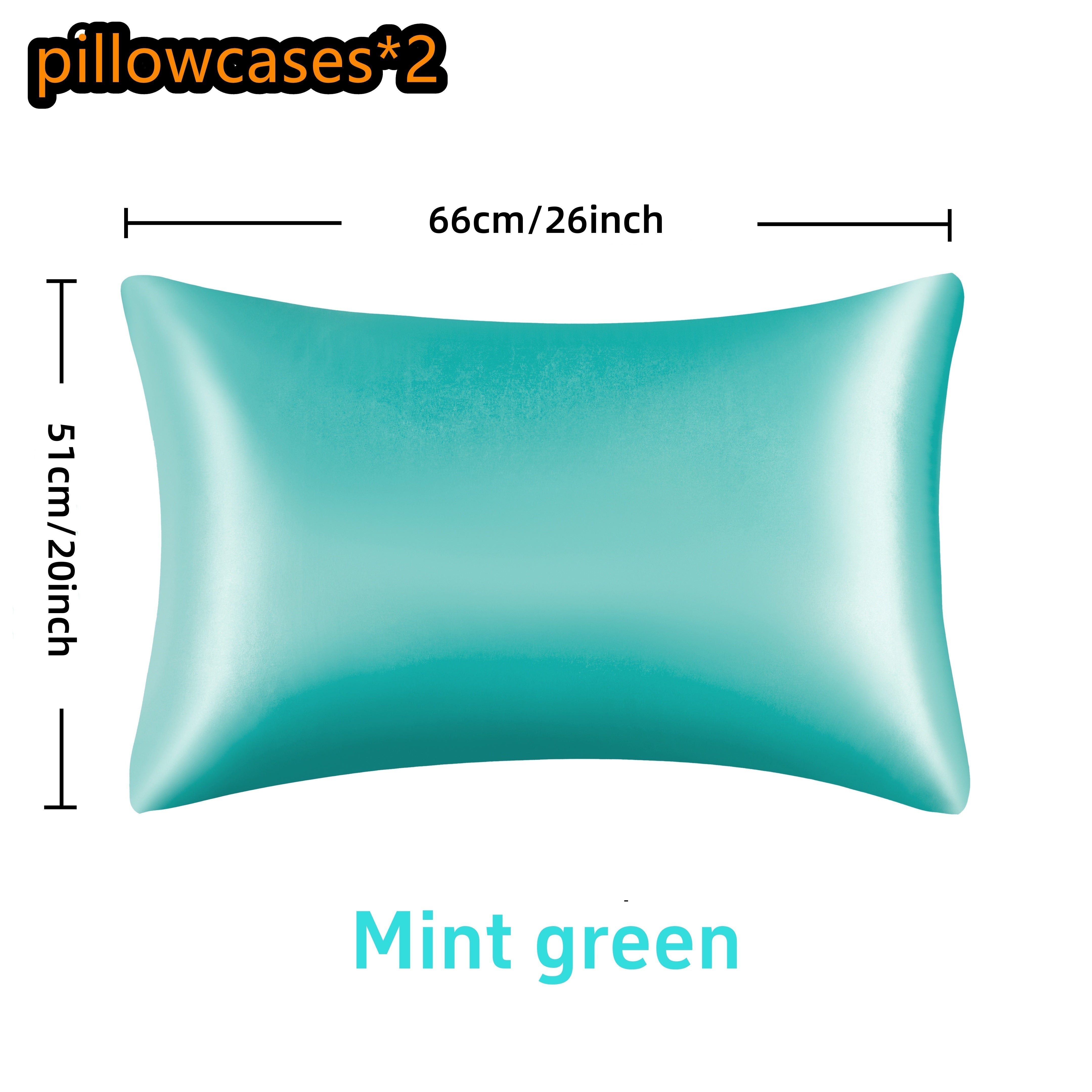 Set of 2 Satin Pillowcases in Multiple Colors 100% Polyester Envelope Closure