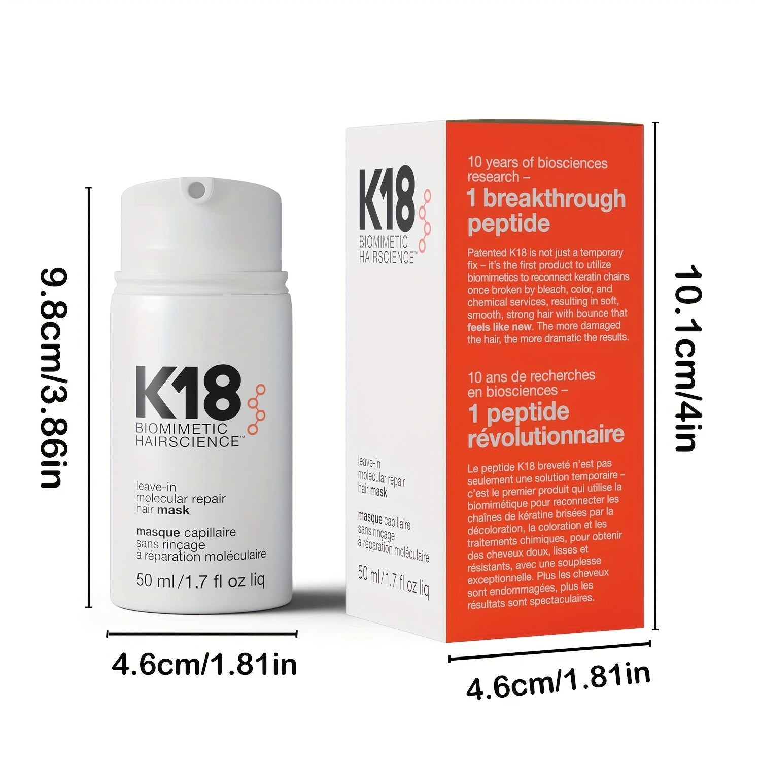 Молекулярная несмываемая маска для волос восстанавливает сухие или поврежденные волосы и исправляет повреждения от цвета и тепла.