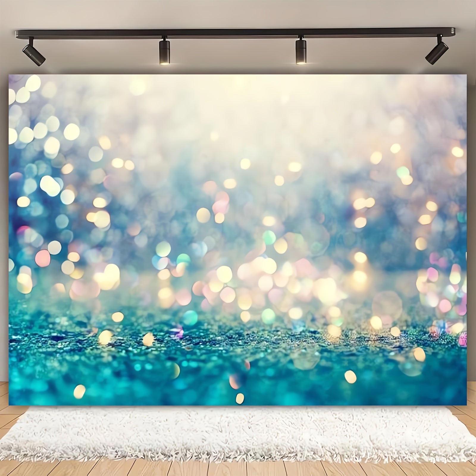 Blue Polyester Party Banner Photo Props for Birthday and Home Decor