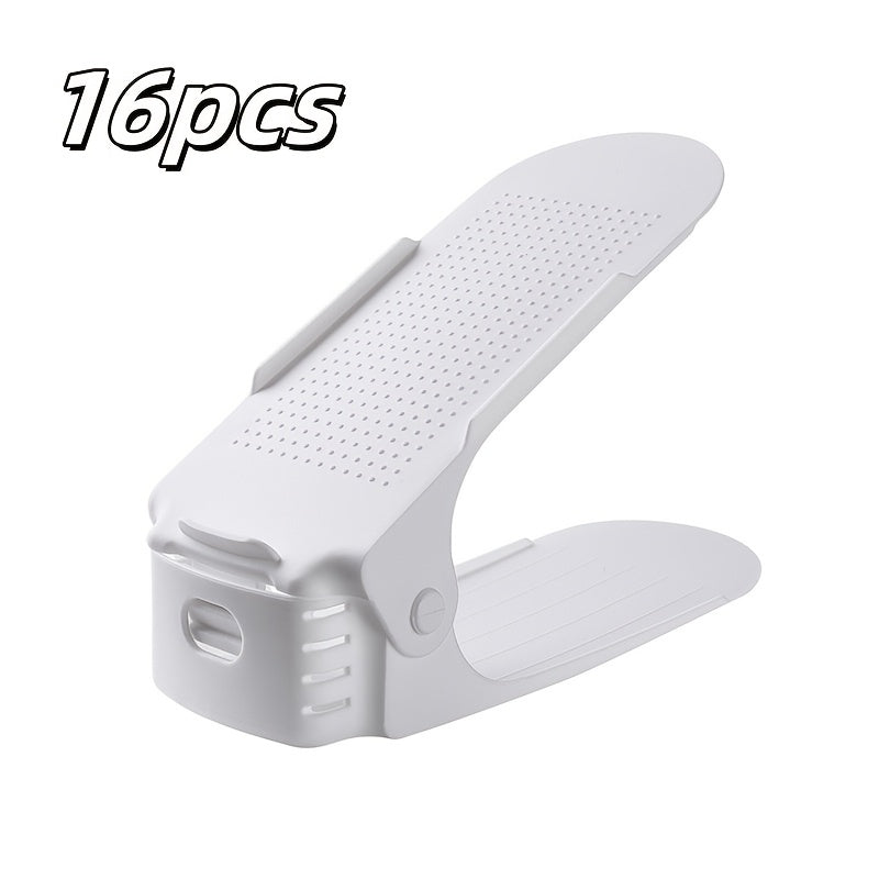 Комплект бытовой мебели для общежития, включающий 4 двухслойные полки для обуви, регулируемые и легко разбираемые и моющиеся коробки для обуви, шкаф для обуви и полку для хранения обуви на 12 и 16 предметов.