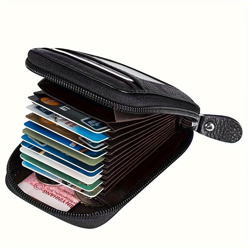 Men's Faux Leather Wallet with Zipper and Card Holder Casual Style