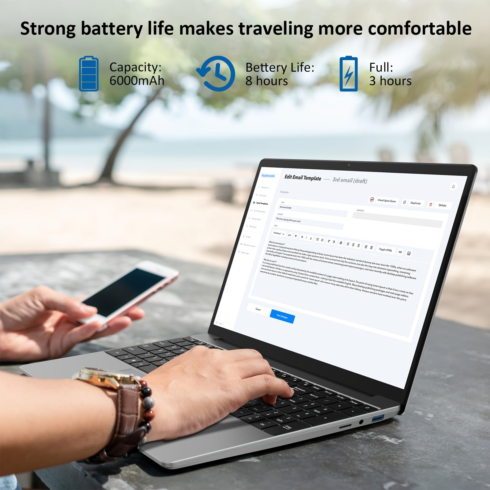 15.6 Inch FHD IPS Laptop with 16GB RAM 1TB SSD Intel 12th Gen N95 WiFi 5G Backlit Keyboard