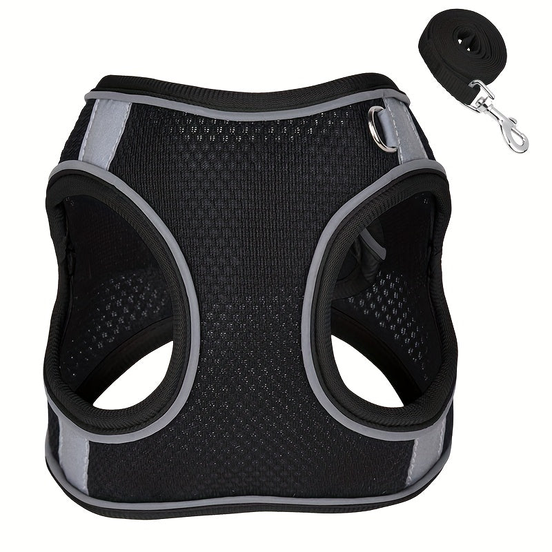 Arnés para perros transpirable, reflectante y sin tirones con correa para cachorros