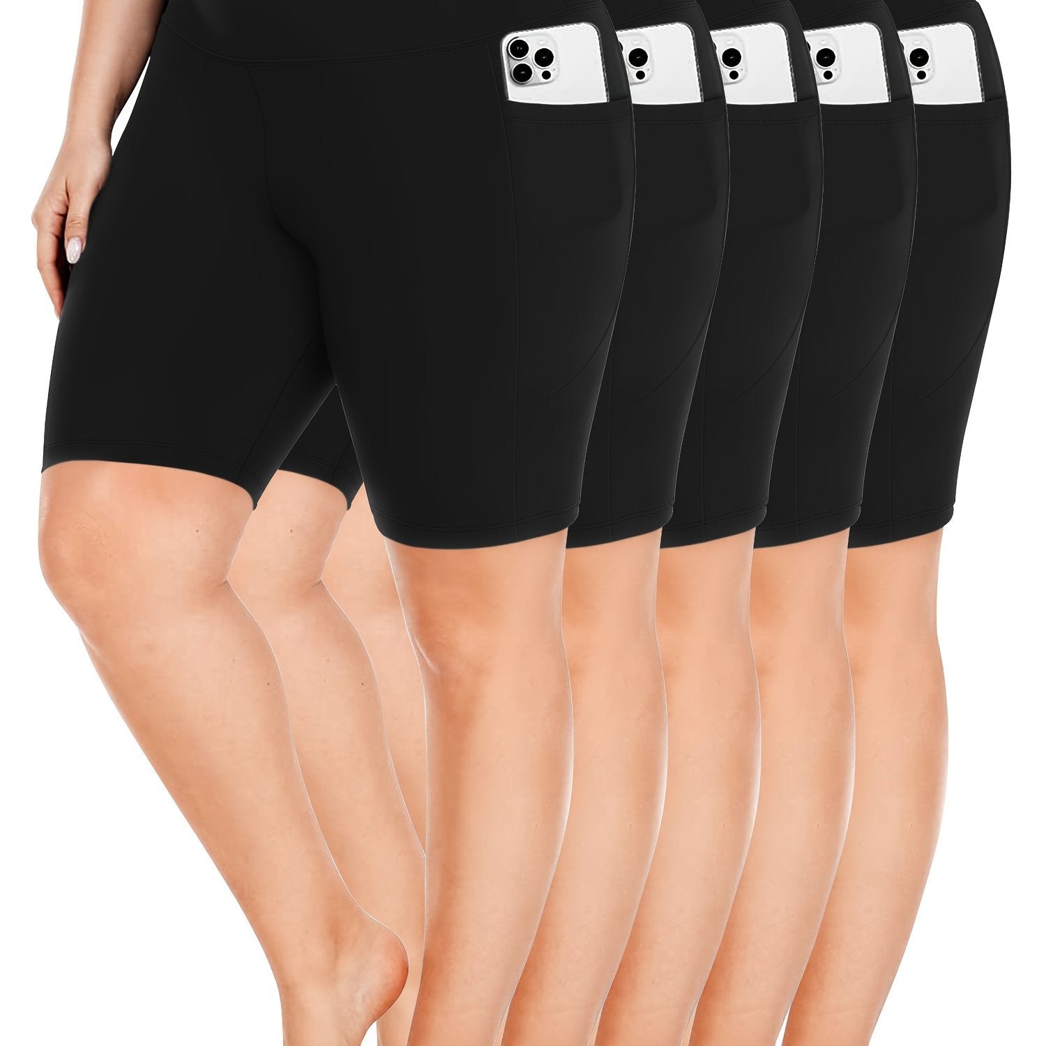 Plus Size High-Waisted Capri Leggings with Pockets for Yoga and Workout