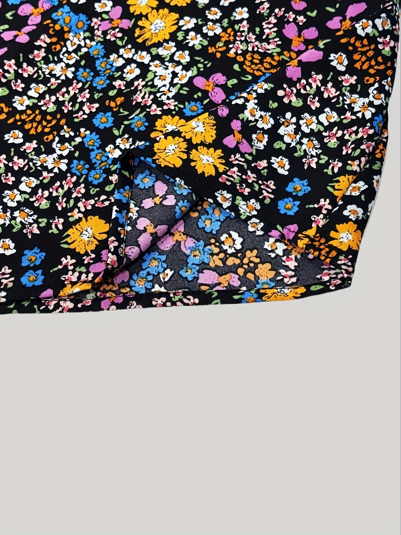 Mono de mujer talla grande con estampado bohemio floral, escote en V, transpirable, elástico y para todas las estaciones