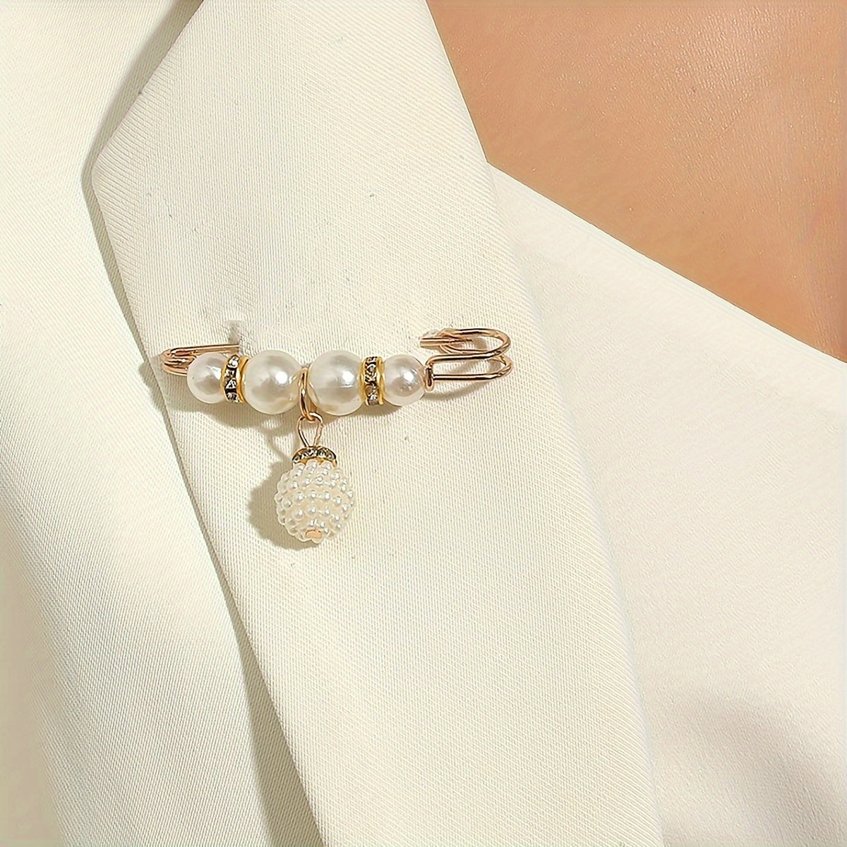 Set of 12 Faux Pearl Waist Pins Safety Pins for Sweaters Cardigans and Skirts