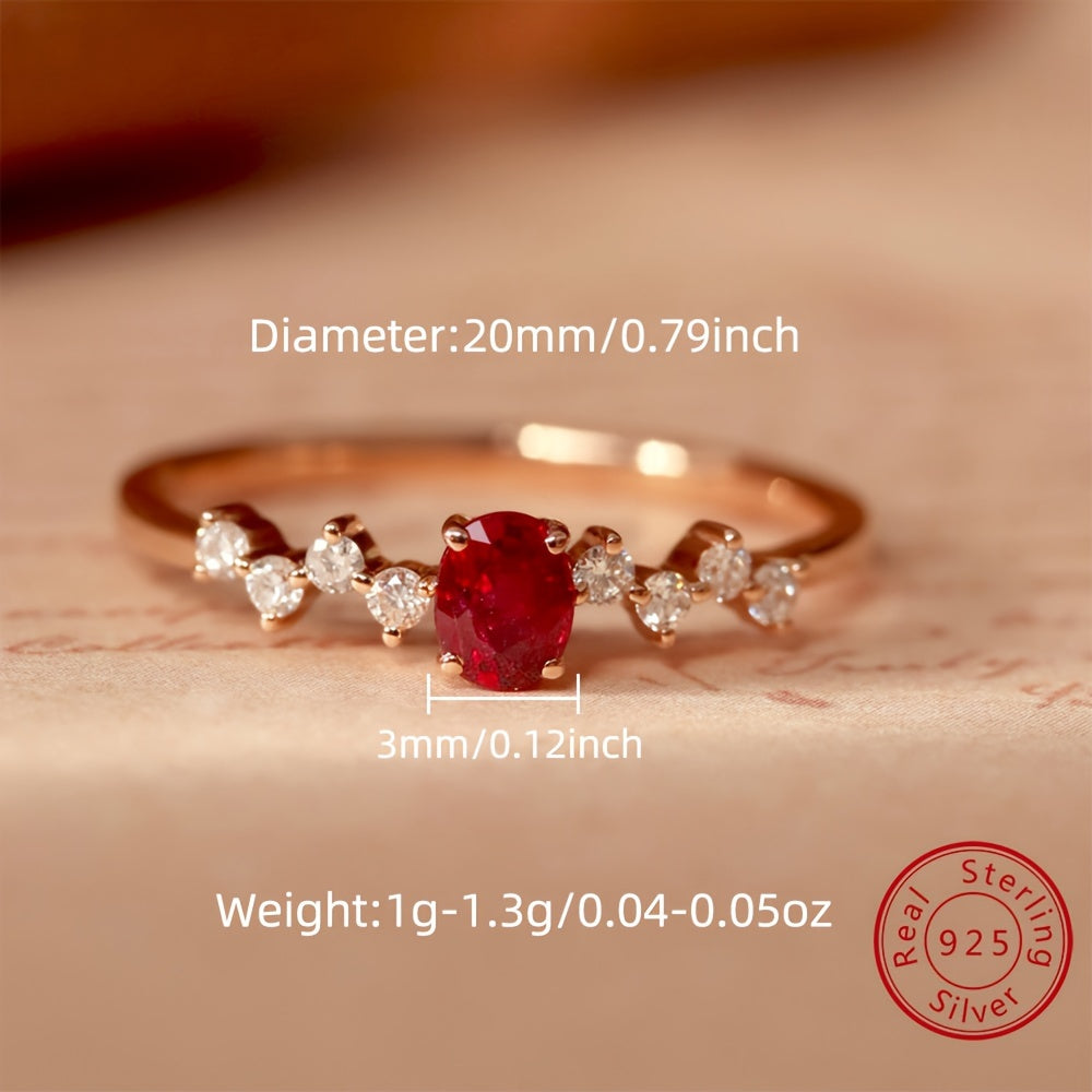 Винтажное кольцо из стерлингового серебра с кубическим цирконием и синтетическим рубином для женщин