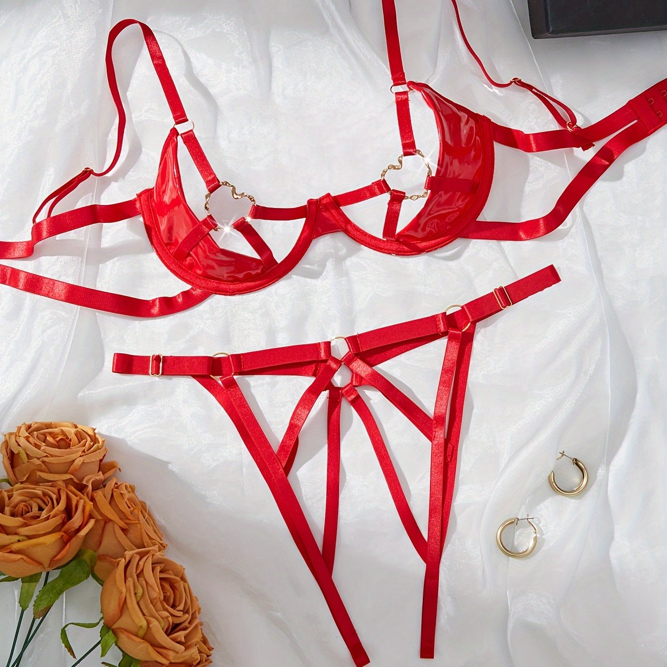 Ropa interior sexy de cuerpo completo con correa de cuero para mujer