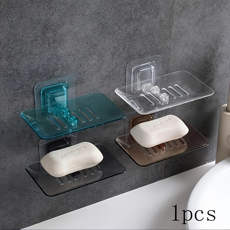 Wall-Mounted Soap Dish with Drainage Adhesive Bathroom Organizer