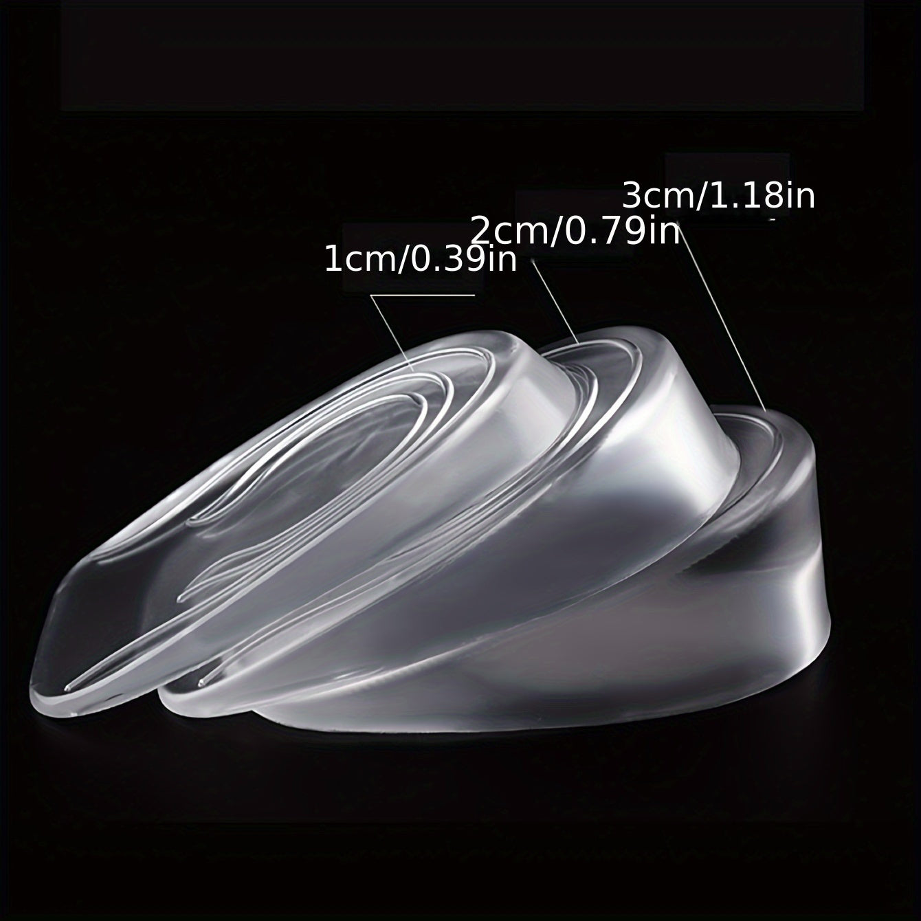 Unisex Silicone Height Increase Insoles Transparent Comfortable for Running Sports Basketball