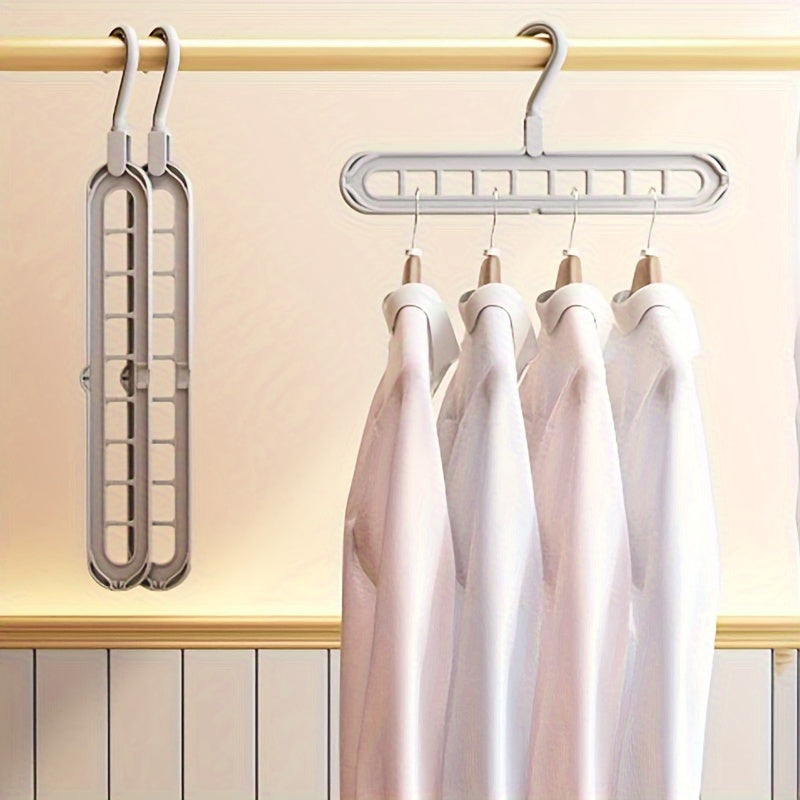9-in-1 Folding Clothes Hanger with 9 Holes Wall-Mounted Plastic Drying Rack Organizer for Bathroom Bedroom Closet