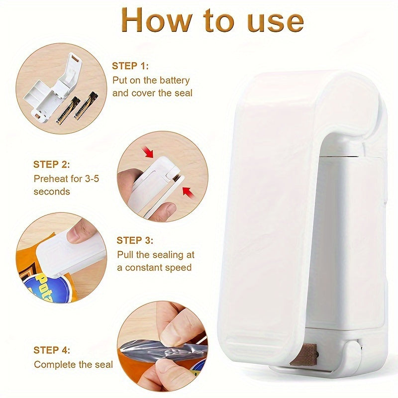 Portable Bag Heat Sealer for Food Snacks, Mini Sealing Machine with Sticker Seal
