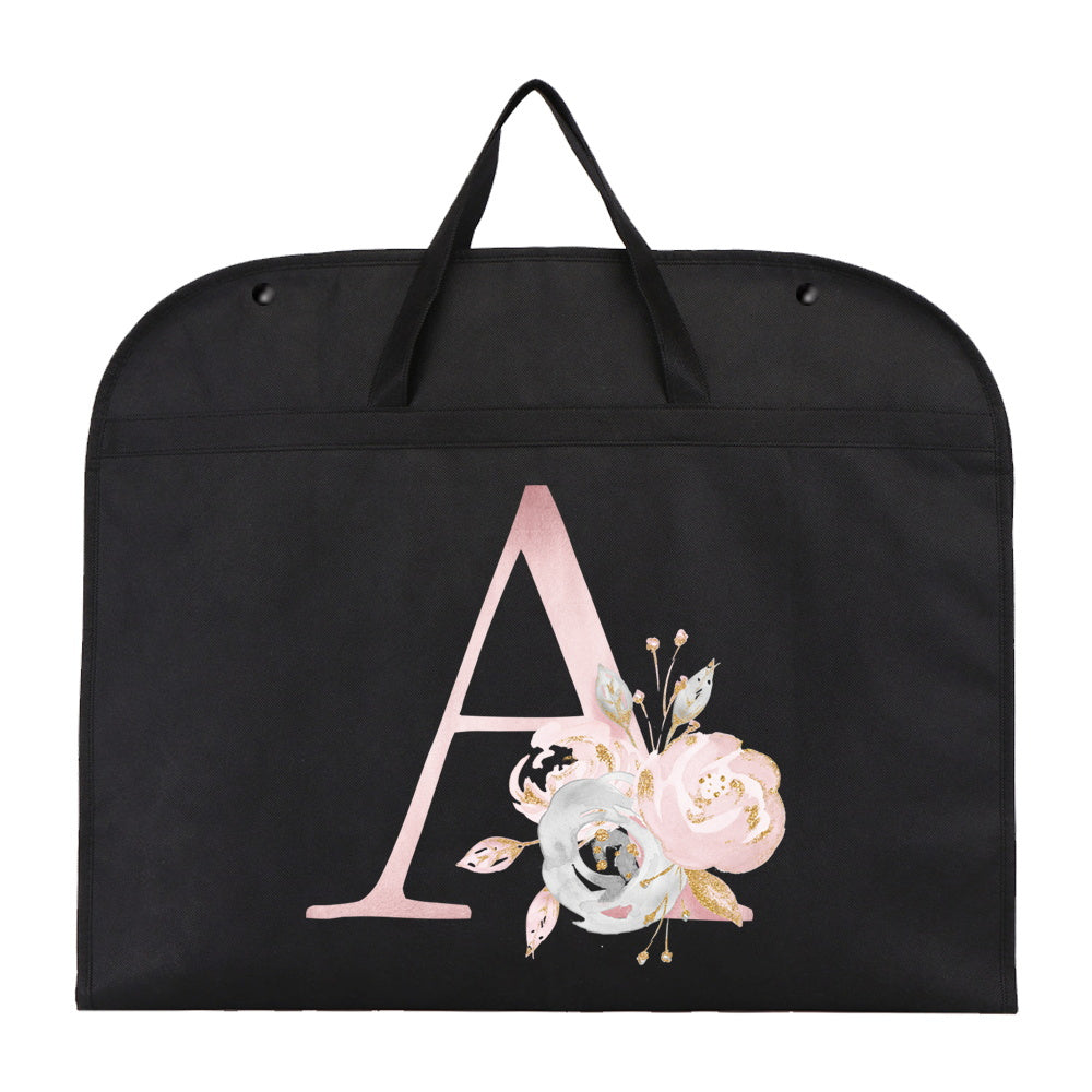 Pink Floral and Letter Print Garment Bag Foldable Moisture-Proof Travel Cover