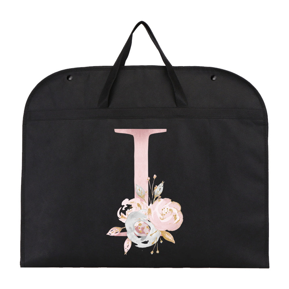 Pink Floral and Letter Print Garment Bag Foldable Moisture-Proof Travel Cover
