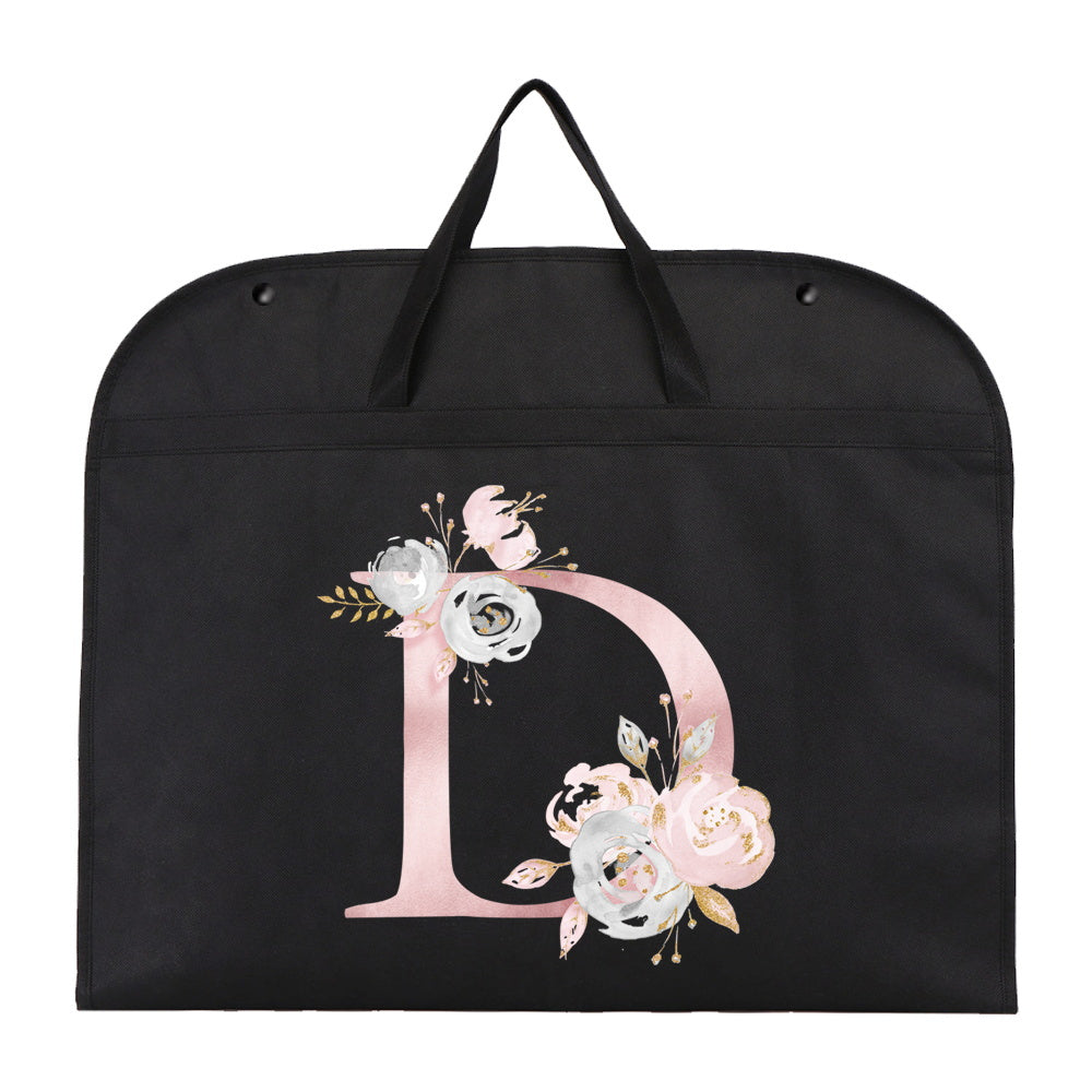 Pink Floral and Letter Print Garment Bag Foldable Moisture-Proof Travel Cover