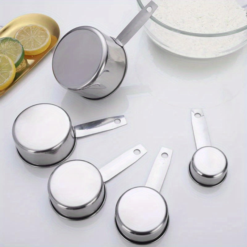 Set of 5 Stainless Steel Measuring Cups and Spoons for Baking and Cooking