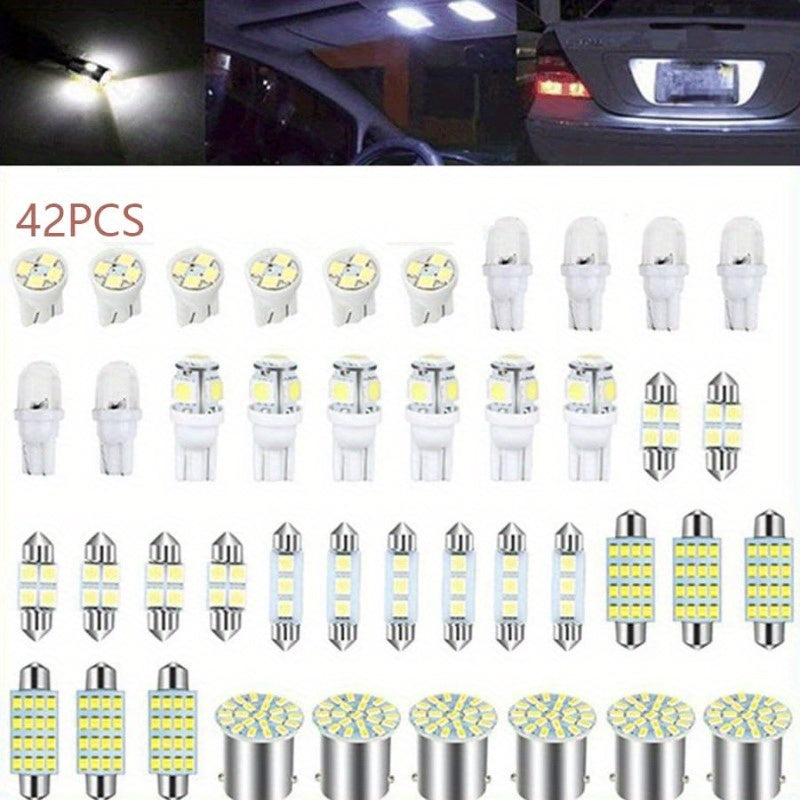 42pcs Durable Car Interior Lights T10 T5 Map Dome License Plate Bulbs