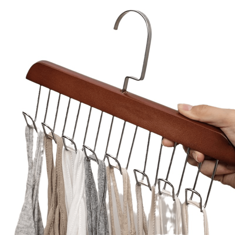Perchero de madera con ganchos para secar y organizar ropa interior y camisetas. Estantería vertical de ahorro de espacio