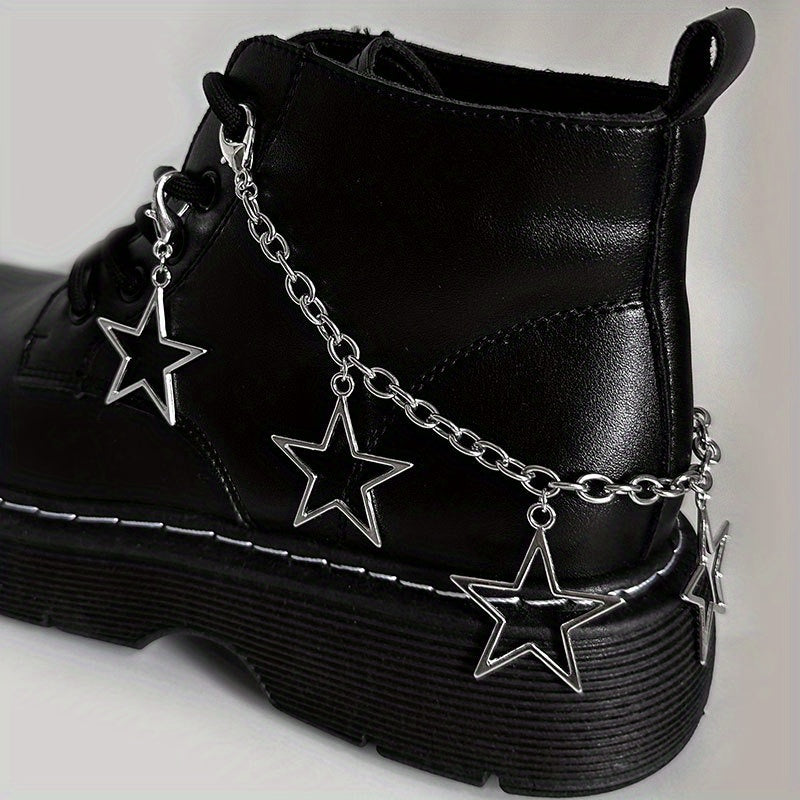 Unisex Hollow Pentagram Pendant Shoe Chain Star Boots Accessory