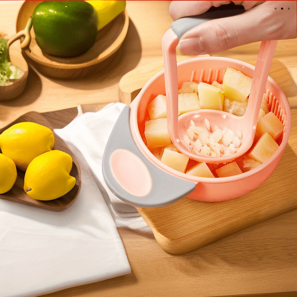 Kitchen Masher Set with Grinding Bowl and Stick for Fruits Vegetables Ginger Garlic