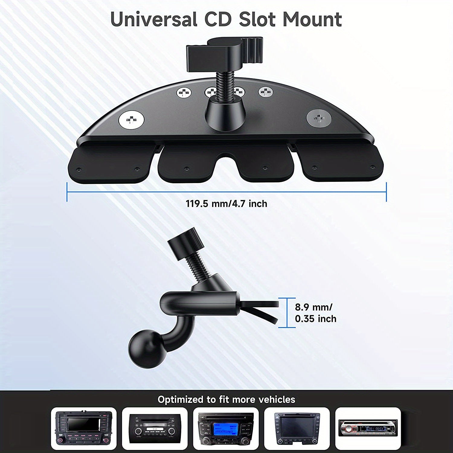 Soporte universal para teléfono de coche con cabeza de bola de 17 mm para ranura de CD para GPS móvil