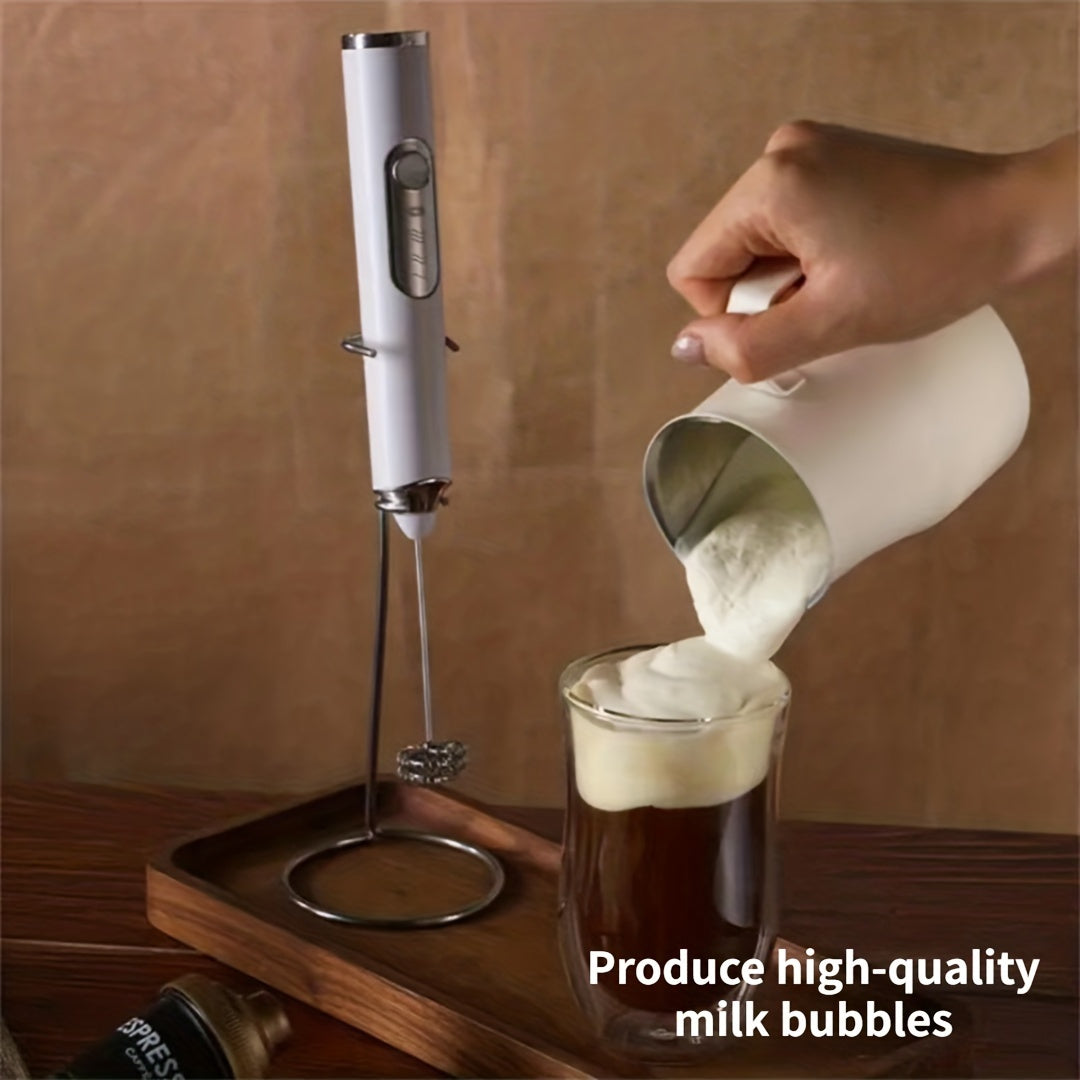 Electric Milk Frother Handheld 2-in-1 Rechargeable Foam Maker with Beating Egg Head