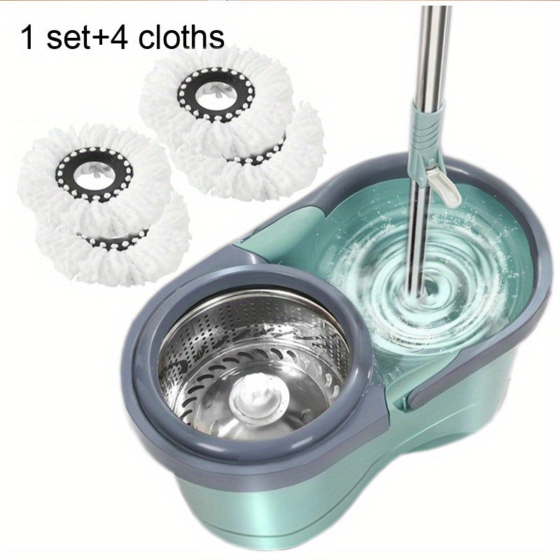 Automatic Spin Mop with Bucket for Wooden Floors and Walls Hands-Free Floor Cleaning System Microfiber Pads