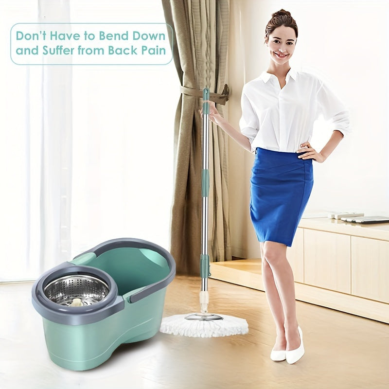 Automatic Spin Mop with Bucket for Wooden Floors and Walls Hands-Free Floor Cleaning System Microfiber Pads