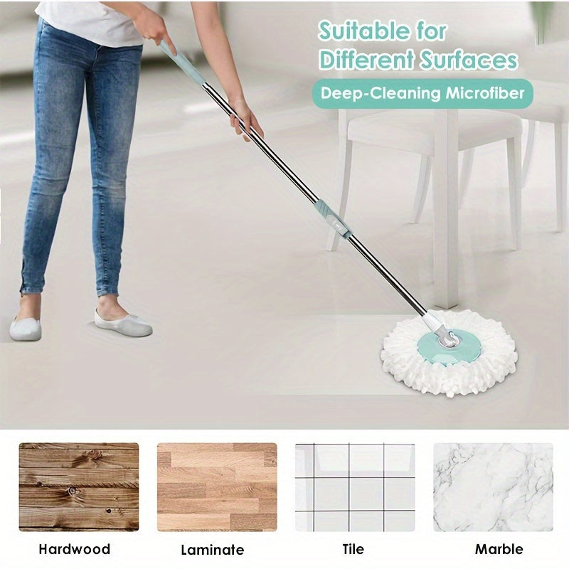 Automatic Spin Mop with Bucket for Wooden Floors and Walls Hands-Free Floor Cleaning System Microfiber Pads