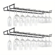 Compact Black Wine Glass Rack for Under Cabinet Storage Kitchen Bar