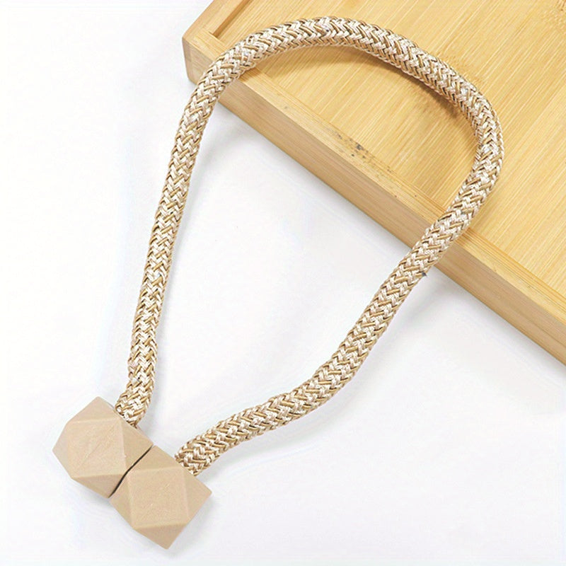Magnetic Curtain Tiebacks with Thick Twist Rope and Strong Hold for Living Room and Home Decor