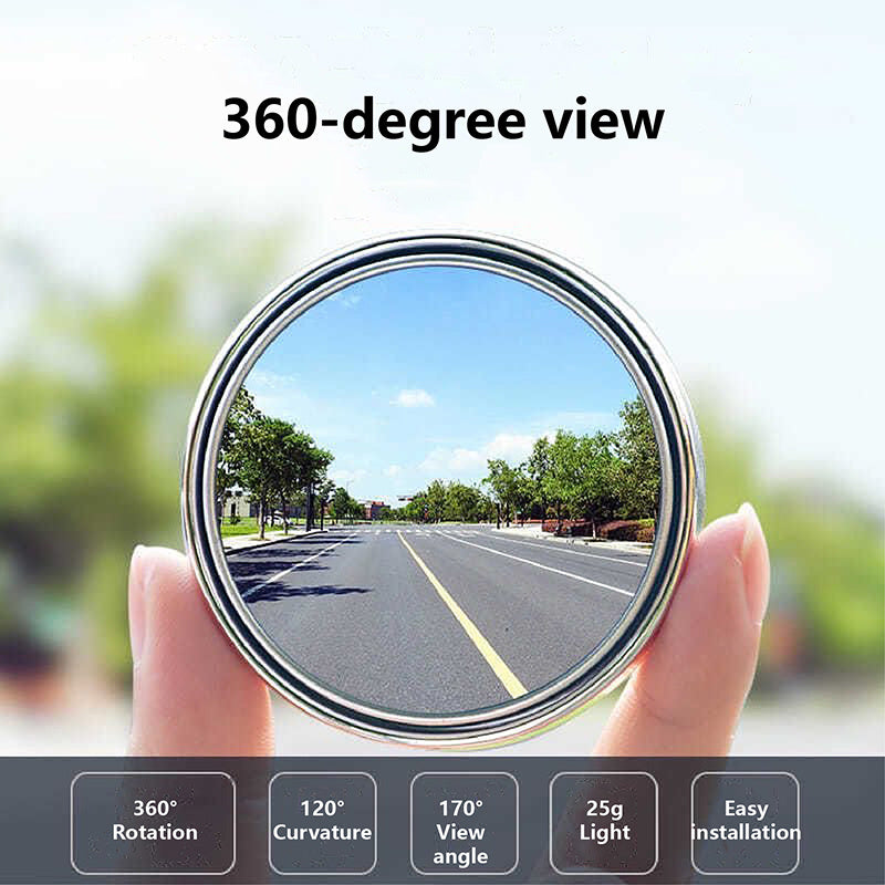 2pcs Blind Spot Mirrors 5.59cm HD Glass Frameless Convex Rearview Rotating