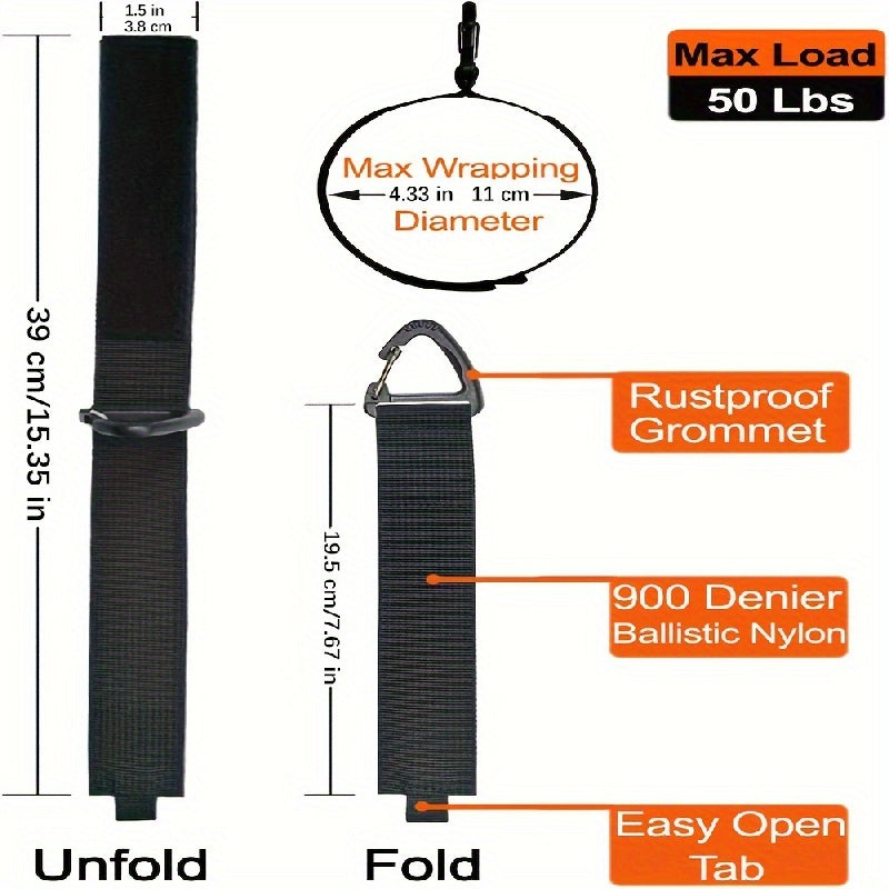 2 piezas/4 piezas/6 piezas Correas de almacenamiento para organizador de cables de uso pesado para cuerdas, mangueras en garaje